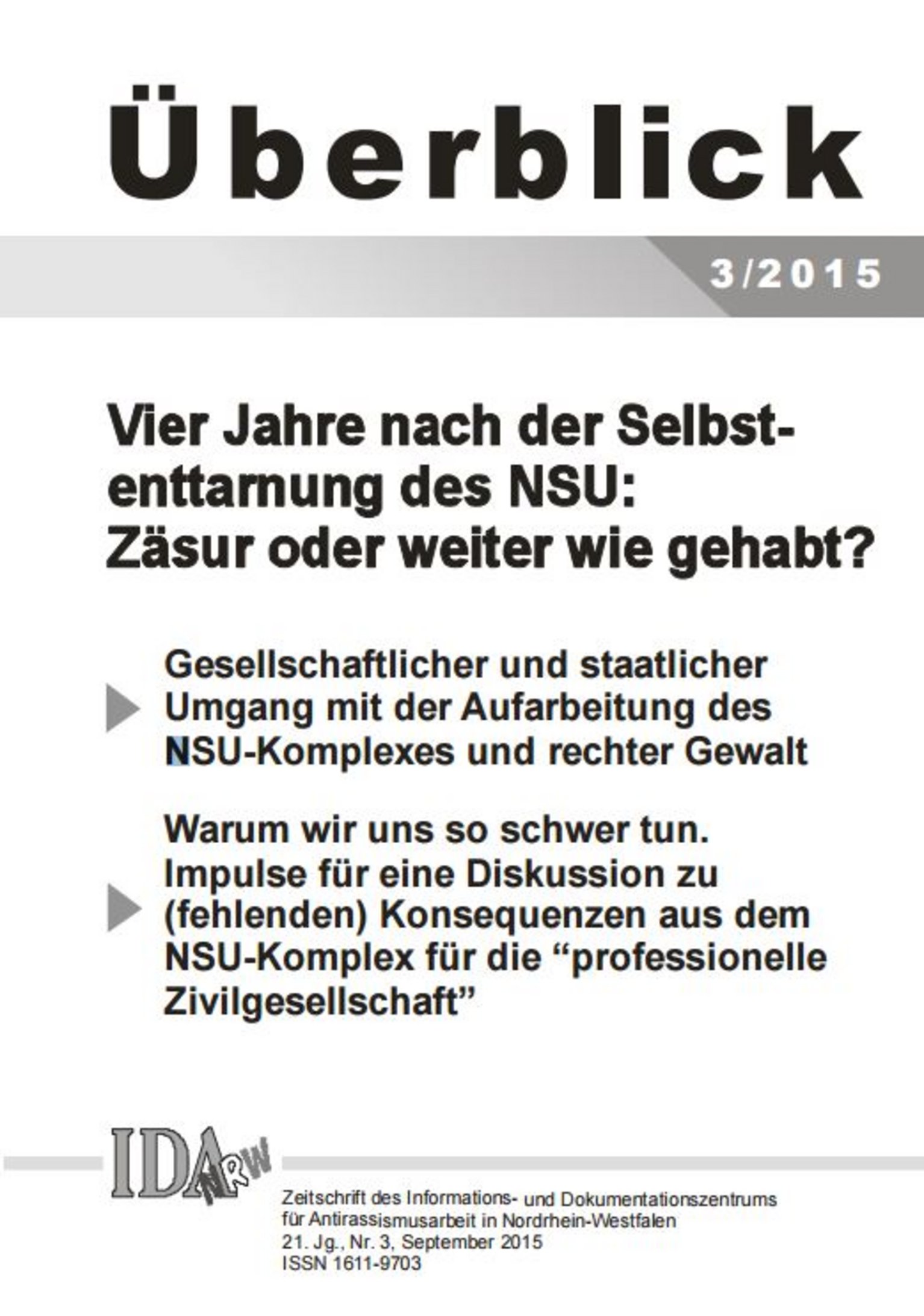 Überblick 3/2015 des IDA-NRW