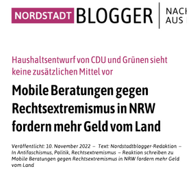 Artikelausschnitt: Nordstadtblogger. 09.11.2022