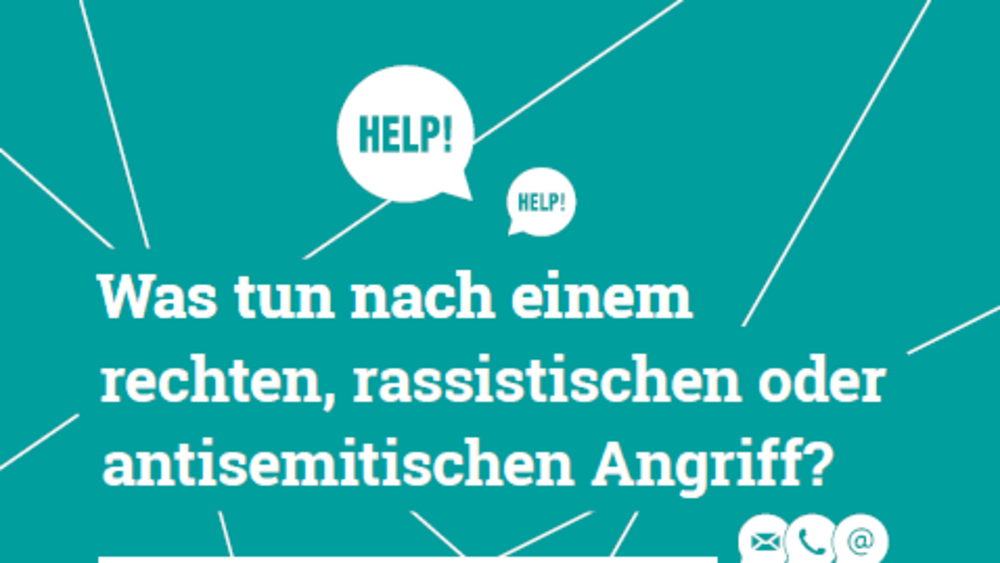 Cover der Broschüre "Was tun nach einem rechte, rassistischen, antisemitischen Angriff? Handlungsmöglichkeiten und Hilfe für Betroffene, Zeug*innen und Angehörige vom VBRG veröffentlicht 2025.