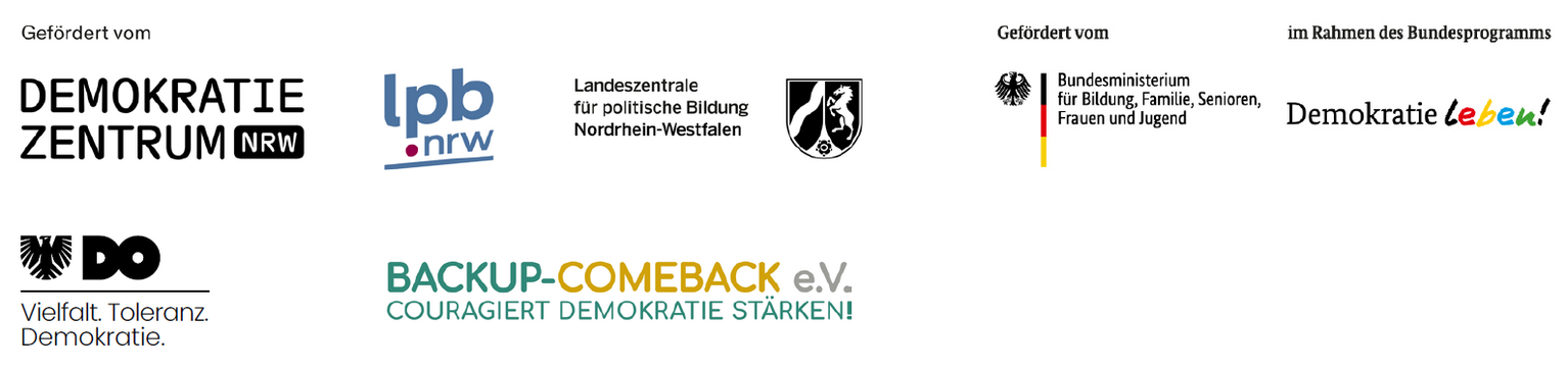 Förderlogos der Betroffenenberatungsstellen OBR und BackUp 2025