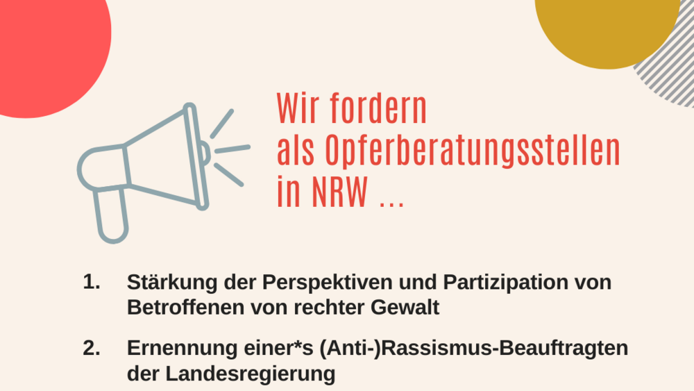 Forderungen Opferberatungsstellen in NRW anlässlich der Landtagswahlen in NRW 2022 Forderungen Opferberatungsstellen in NRW anlässlich der Landtagswahlen in NRW 2022