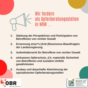 Forderungen Opferberatungsstellen in NRW anlässlich der Landtagswahlen in NRW 2022